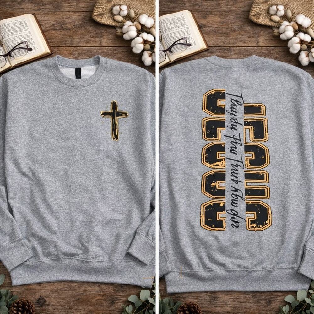 NEW Gildan Faith Over‎ Fear Christian Cross Graphic Sweatshirt Unisex Medium